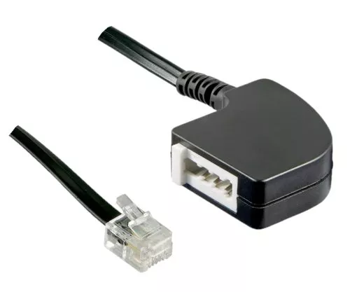 DINIC adapter cable RJ11 male to TAE-F female, black, length 0.20m, box